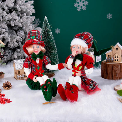 Conjunto de 2 elfos de Natal de 66 cm, adorável elfos vermelhos e verdes para pendurar