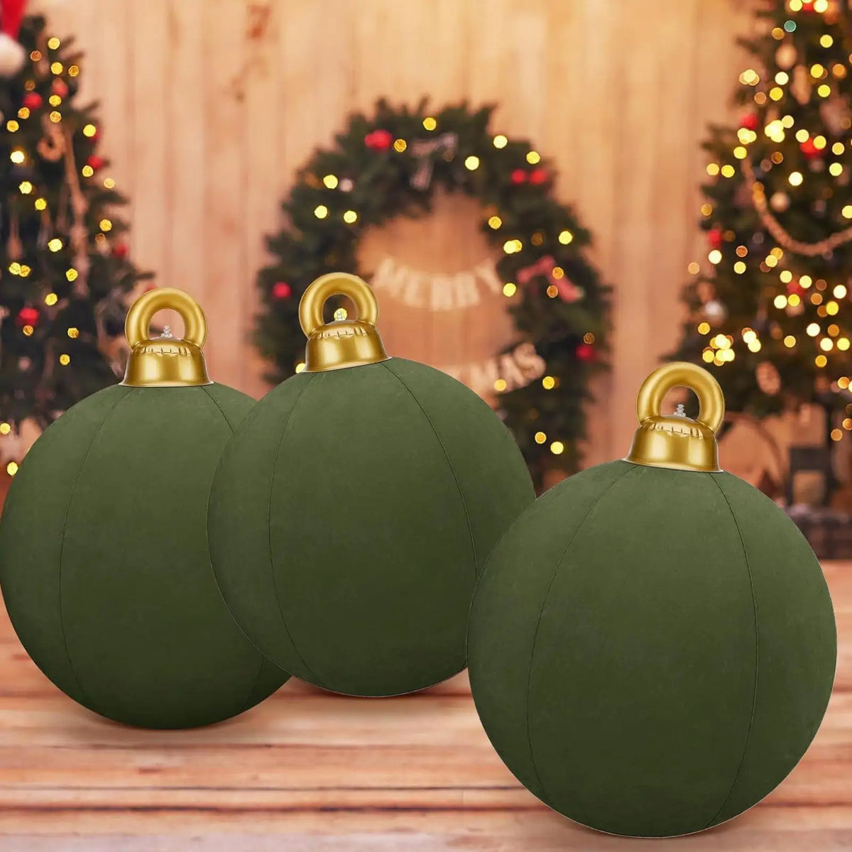 Bola de Natal Inflável Gigante de 60cm com Acabamento Aveludado, Bola Inflável Shoppings