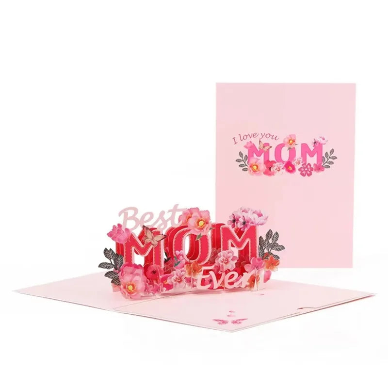 Cartão pop-up de dia das mães cartões 3D, cartões de agradecimento mãe com envelopes