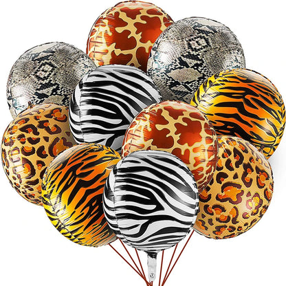 Selva Safári tema folha balão 4D animal print balão tigre girafa decoração