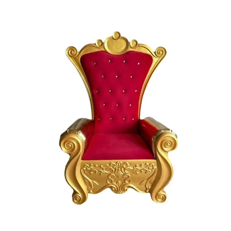 Poltrona Estofada do Papai Noel de Madeira Cor Dourado e Capitonê