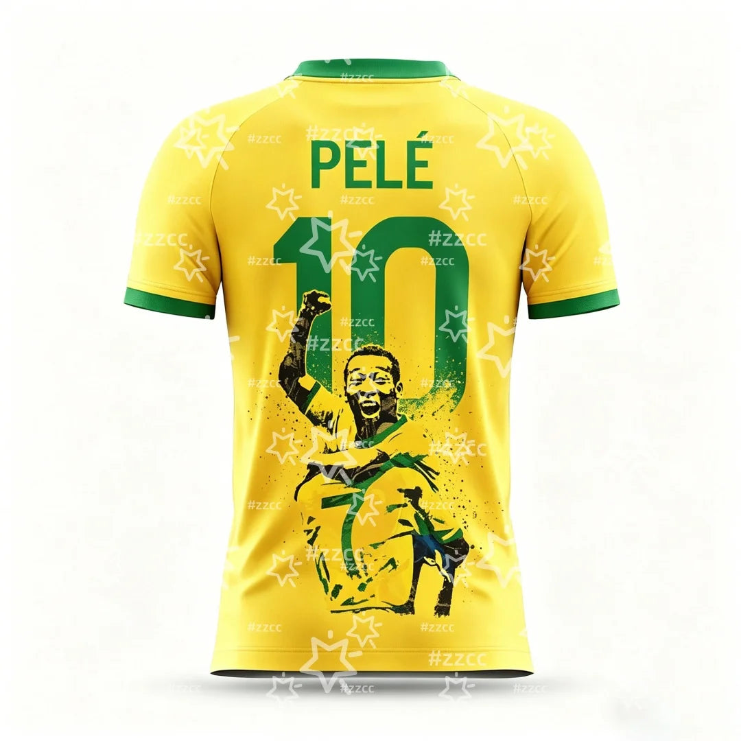 Camisa Pelé Brasil Camisa da Seleção Brasileira de Futebol, Verdes, Brasil Copa do Mundo