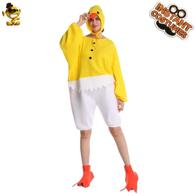 Fantasia Pintinho Amarelo Adulto Fantasia adulta amarela e branca