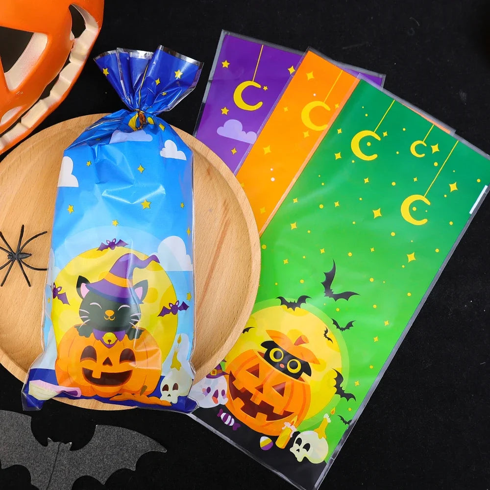 Sacos de celofane de Halloween, 50 unidades de sacos de doces de Halloween 50 peças