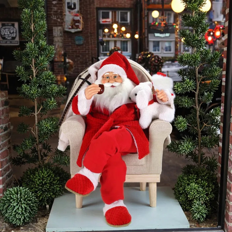 Papai Noel Decorativo Shopping Center Decoração Natalina Papai Noel Sentado Poltrona