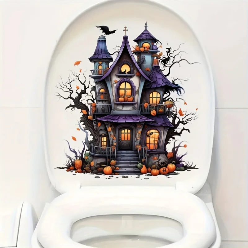 Adesivos Abóbora Castelo Halloween decalques de parede de abóbora de Halloween