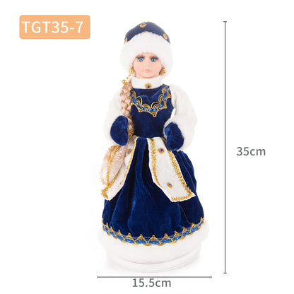 Papai Noel Grande Muñeco Cajado Azul Claro Figura do Papai Noel Ded Moroz Natalino