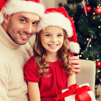 Gorro de Natal Veludo Papai Noel 28x38cm, Touca de Natal Papai Noel Veludo Vermelho e Branco