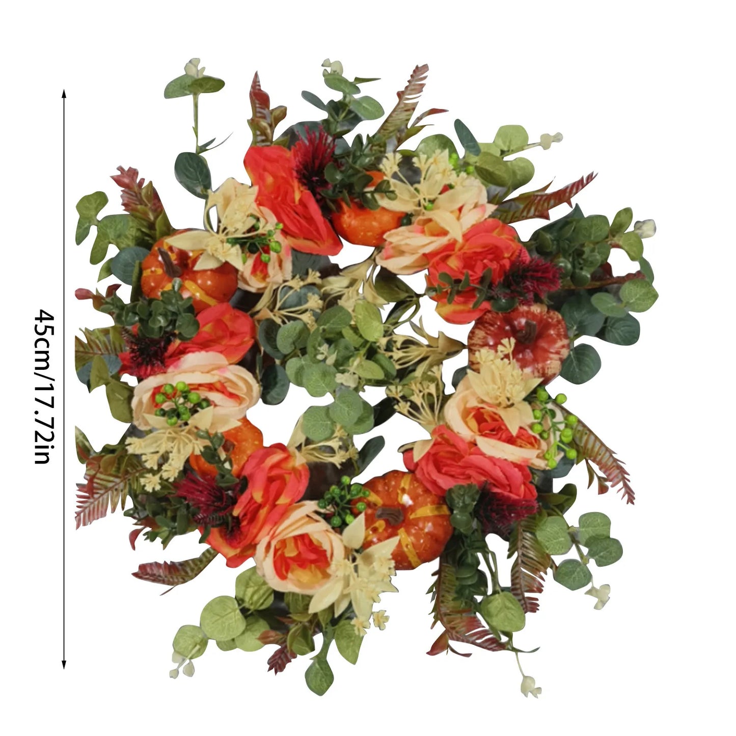 Guirlandas de outono para porta da frente, guirlanda de outono de 48 cm com folhas