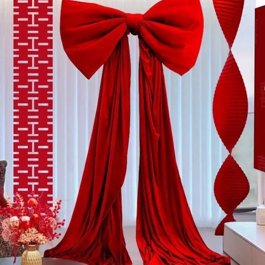 Laço decorativo grande, laço gigante de veludo vermelho, cenário casamento, decoração