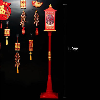 Poste lanterna natal decorativa com luz LED poste decorativo papai Noel Natal Luz e Neve