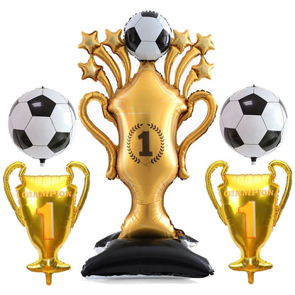 Balão de Copa do Mundo e Troféu Futebol Gigante Em Folha Para Decoração De Festa