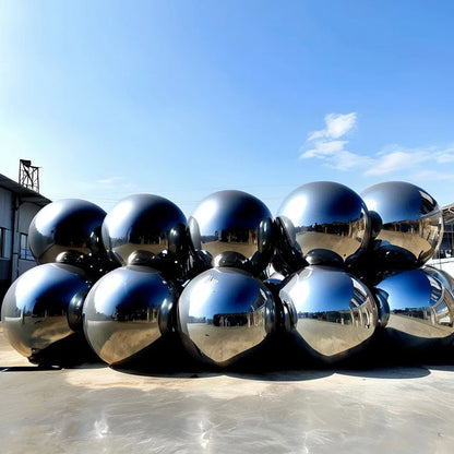 Bola de espelho inflável prateada, grande, brilhante, hermética, gigante, balão pendurar