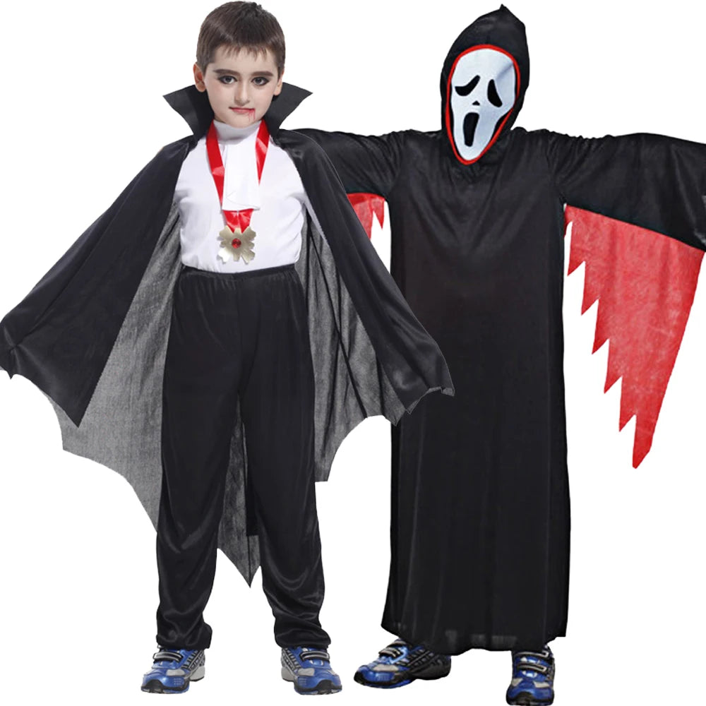 Fantasia Infantil Vampiro Drácula Criança Halloween Vestido Roupa