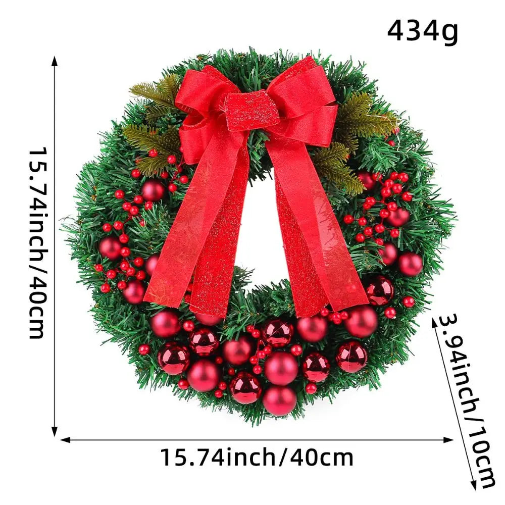 Guirlanda de Natal artificial e guirlanda de natal com flocos de Neve, coroa de 40CM