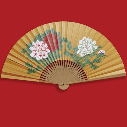 Leque Grande De Bambu Oriental 30cm Aberto e Leque Grande De Bambu