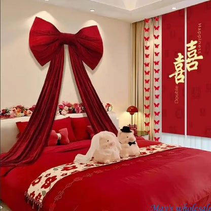 Laço decoração de shopping arcos de pelúcia vermelhos grandes Borgonha decoração