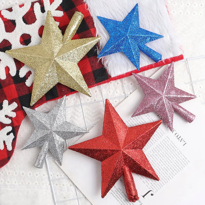Estrela de Natal com Glitter Topo de árvore de estrela com glitter, 15cm, decoração Natal