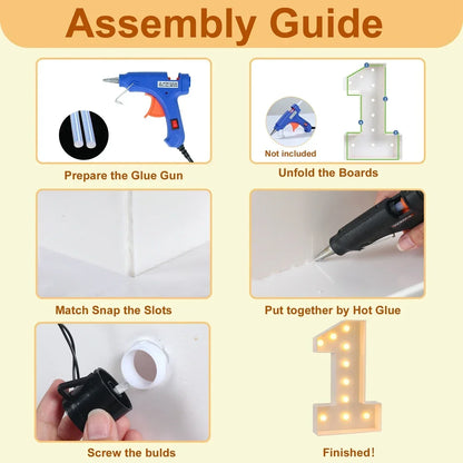 Moldura de letreiro com números iluminados de 4 pés com 60 números grande lâmpadas