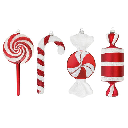 Pingente pirulito Natal pingente de bengala doce vermelha com pirulito de natal 3/6 pcs