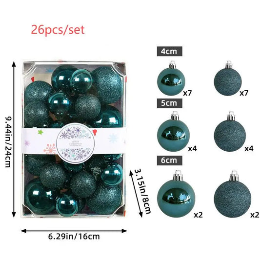 Bola de Natal Verde conjunto de 26 bolas de plástico para árvore de Natal