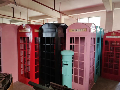 Cabine Telefônica Britânica Antigo Retro Rosa Estilo britânico antigo vintage foto cabine