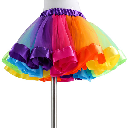 Saia de dança Carnaval tutu com laço e saia para meninas, roupa de arco-íris