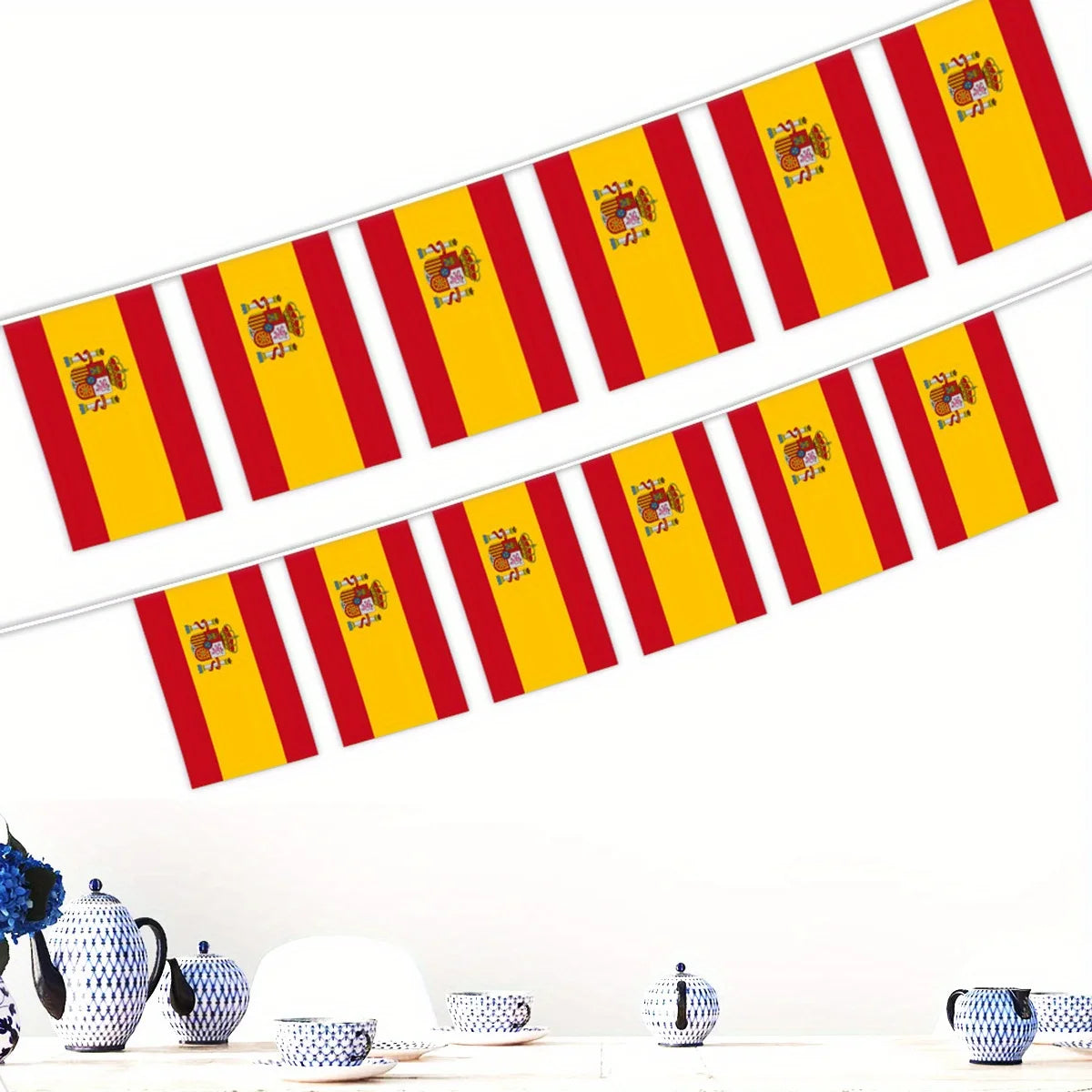 Bandeirolas Copa do Mundo espanholas de 14x21 m (32 pés), 20 peças de mini bandeirolas