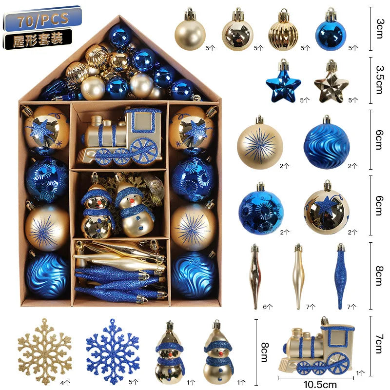 Bolas Natal Diversificados Conjunto de 72 peças de Enfeites de Bolas de Natal Clássico