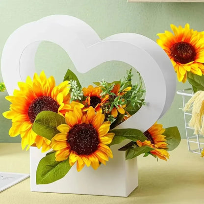 Sacola de flores amor conjunto de 10 peças cestos decorativos flores papelão dourados