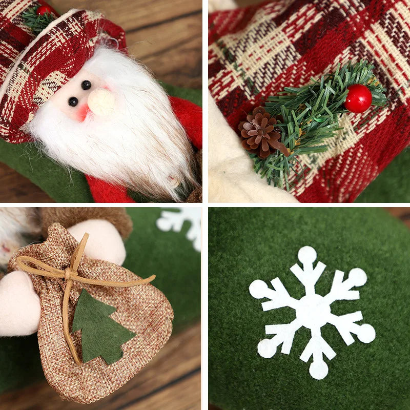 Kit 1 Meias de Natal 3D / Botas Decorativas com Papai Noel, Boneco de Neve e Rena