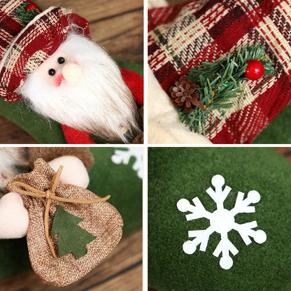 Kit 1 Meias de Natal 3D / Botas Decorativas com Papai Noel, Boneco de Neve e Rena