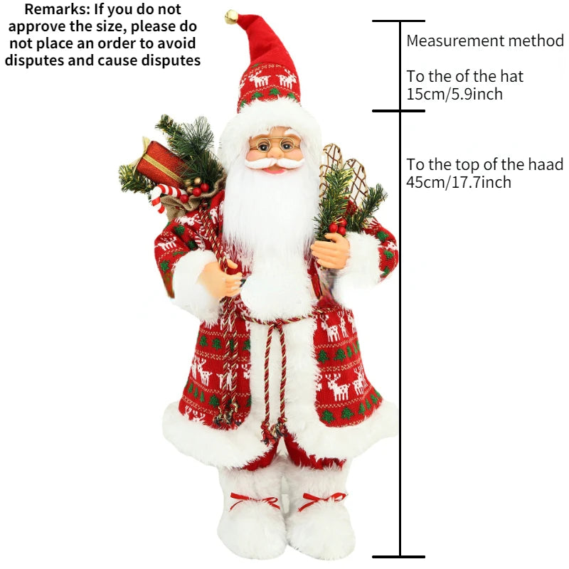 Coleção Colina dos Ventos 16 polegadas em pé branco e dourado Ho Papai Noel decoração