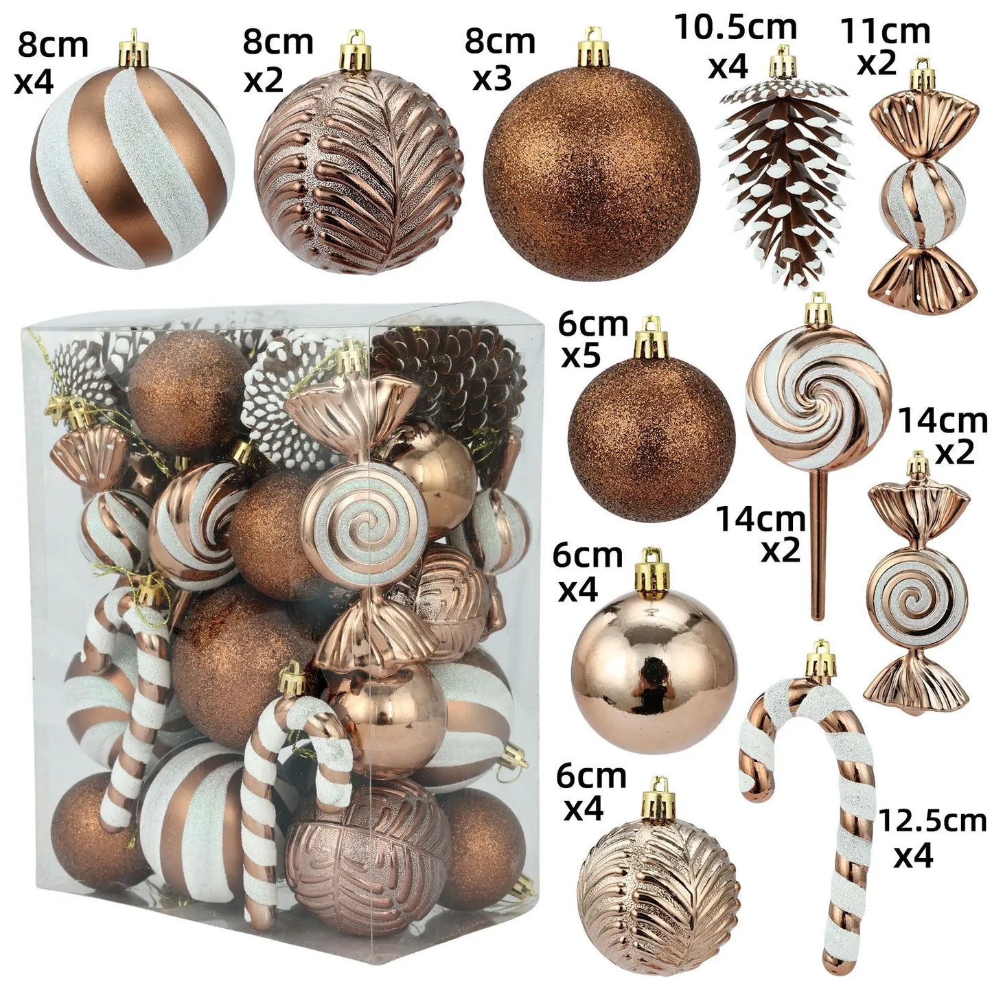 Bola de natal 36 peças enfeites de bola de Natal em formato especial, decoração de festa