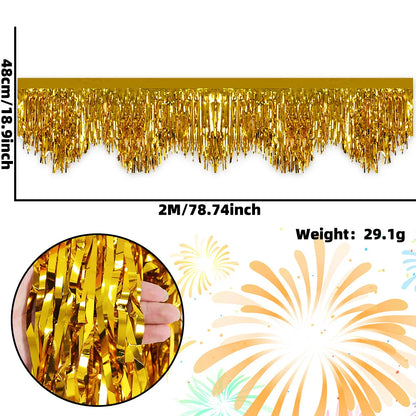 Cortina Ondulado Carnaval Pacote com 4, 9,5 cm x 2,8 m, dourado, verde e roxo