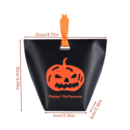 Bolsa de abóbora de Halloween, 10 peças, bolsa de doces, bolsa de doces divertida laranja