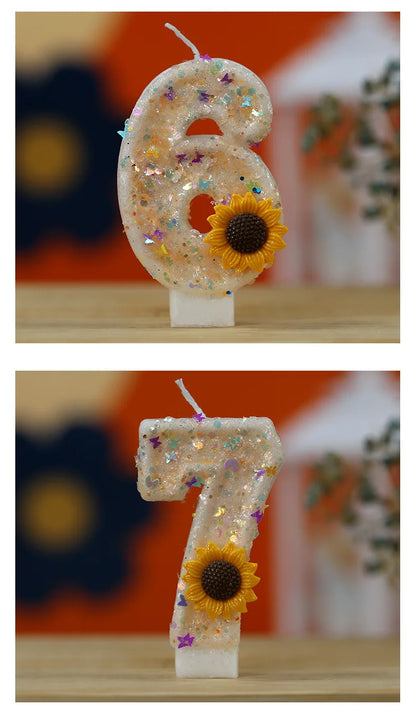 Velas Aniversário 5, Velas de Aniversário Girassol Números Meninas, Vela Brilhante 5 e Velas