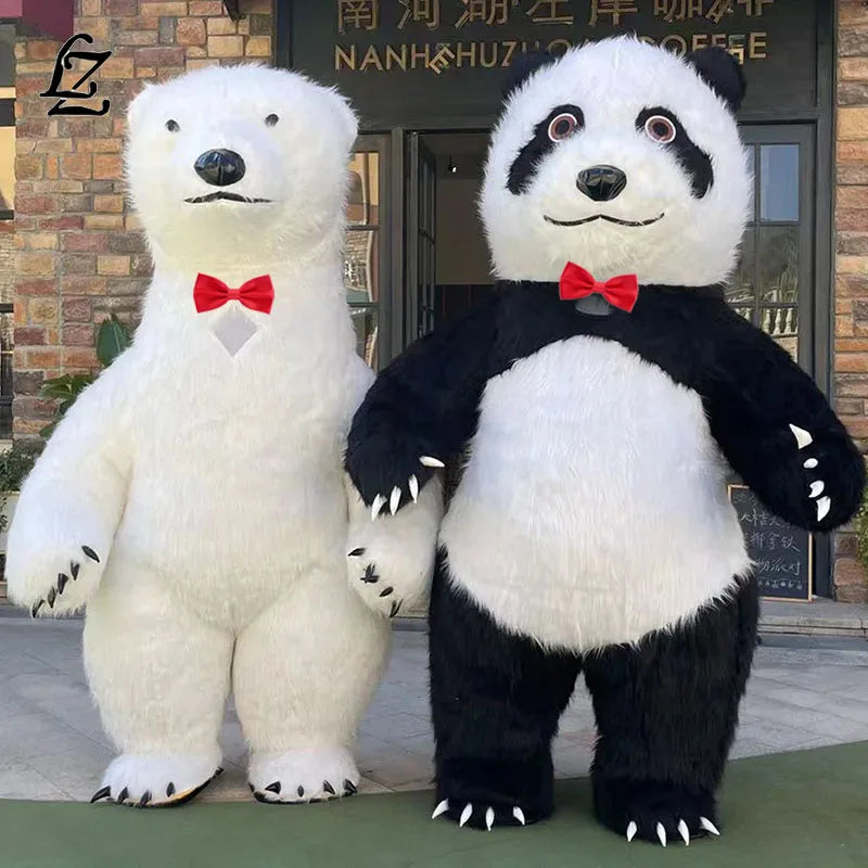 Fantasia Urso Polar Inflável Natal Mascote Traje kit Completo Mascote para Natal