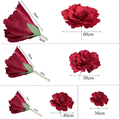 150 cm/60 pol. Rosa vermelha gigante, flores artificiais enormes, adereços flores grandes