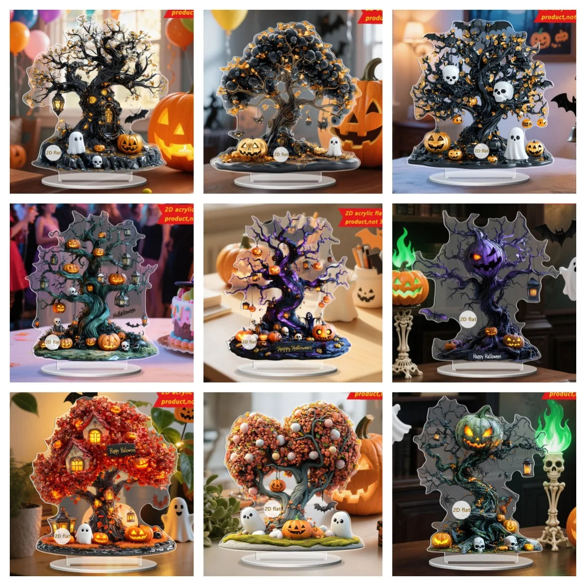 Decoração de árvores mortas Halloween ornamento de mesa halloween temático fantasma
