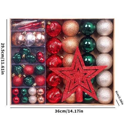 Bola de Natal 72 Peças de Enfeites de Bola de Natal Sortidos Decoração de Árvore de Natal