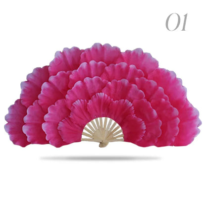 Leque Retrô Dobrável Peônia Flor Fã de seda dança, fã dança nacional, ventilador dobrável