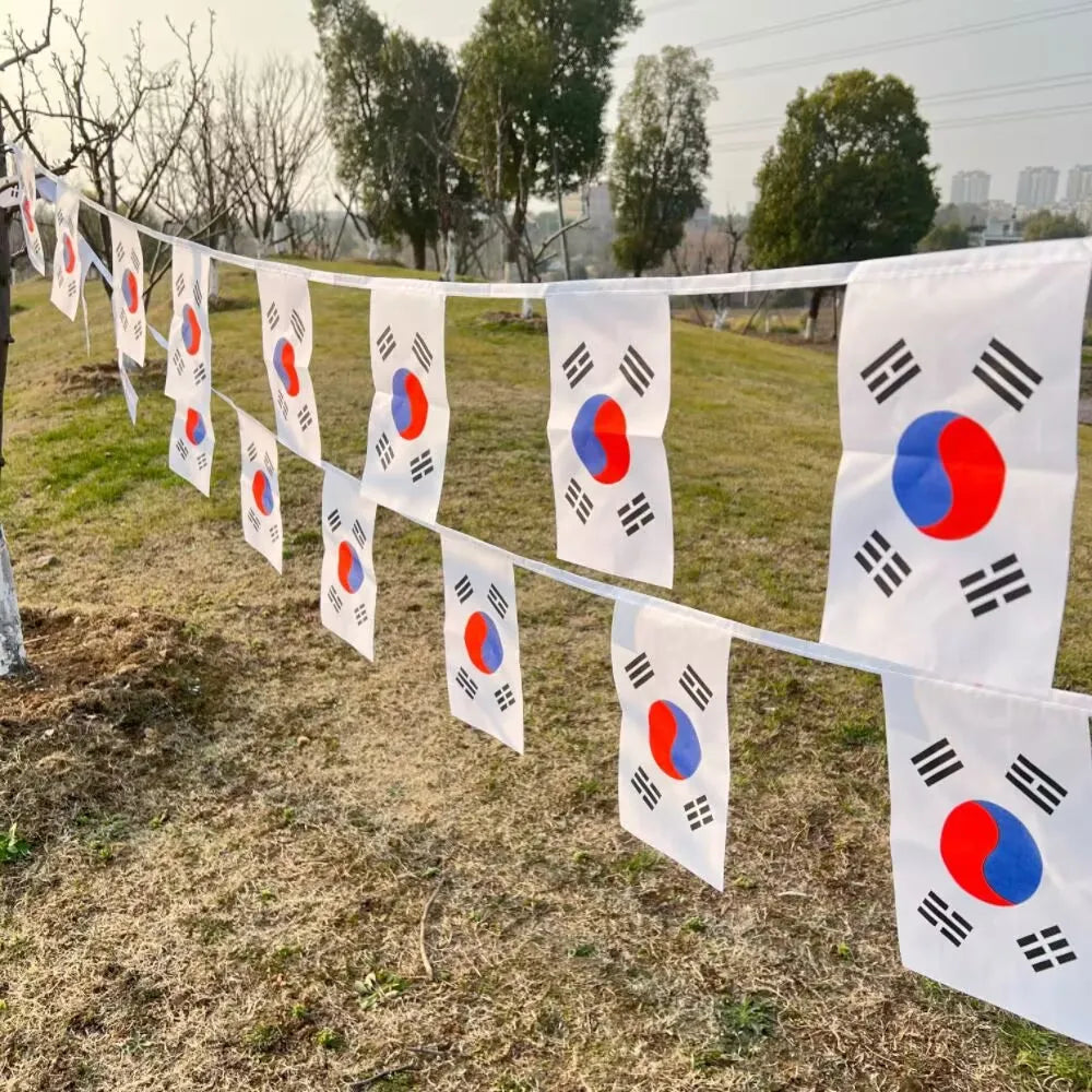 Bandeirinhas Copa do Mundo Coreia do Sul 6 metros Bandeira 20 bandeiras 9'' x 6''