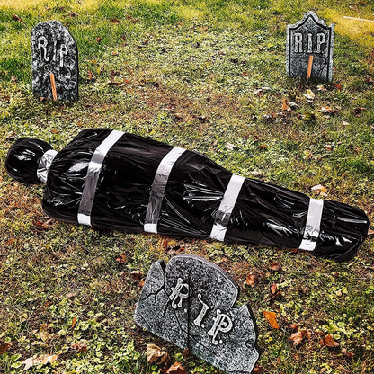 Cadáver Decorações de Halloween, adereços de vítimas mortas, cadáver falso assustador, saco de cadáver falso assustador para exterior/interior assombrado