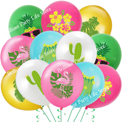 12 Peças Balões Festivos de Folhas de Aniversário Balões Verdes para Decoração Havaiana