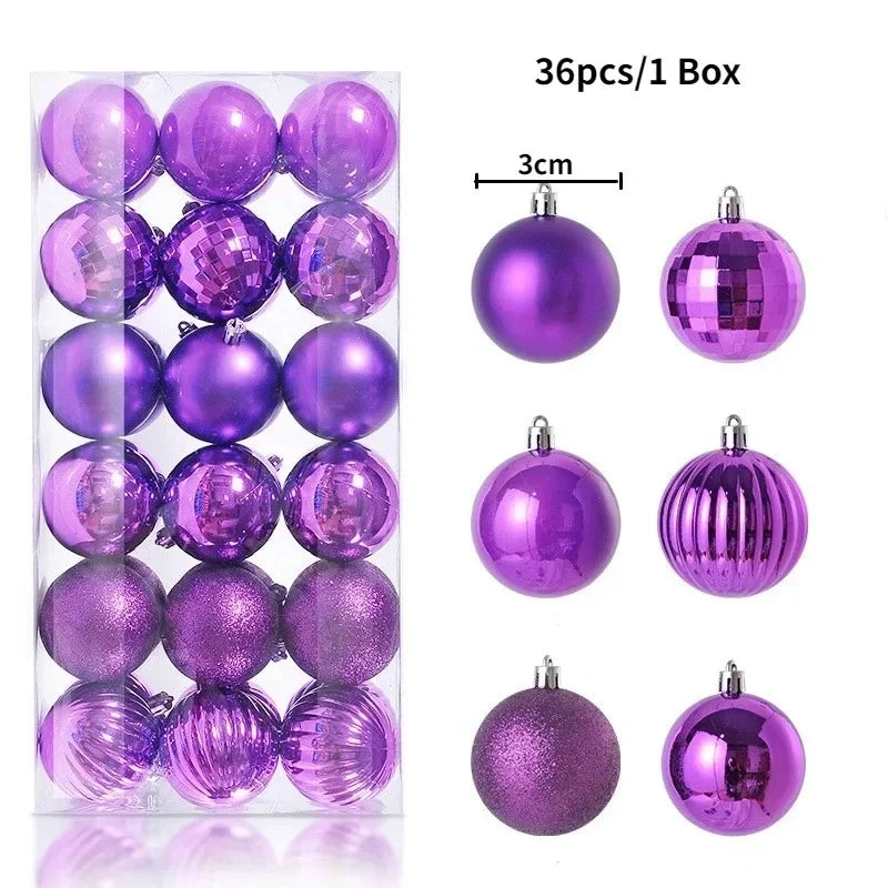 Bolas de natal Ornamentos de árvore de Natal de 3 mm de 36 quilates, grandes ornamentos
