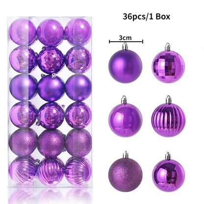 Bolas de natal Ornamentos de árvore de Natal de 3 mm de 36 quilates, grandes ornamentos