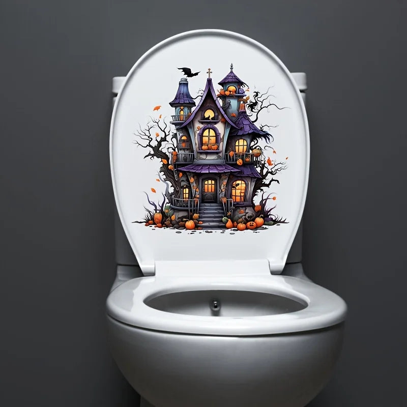 Adesivos Abóbora Castelo Halloween decalques de parede de abóbora de Halloween