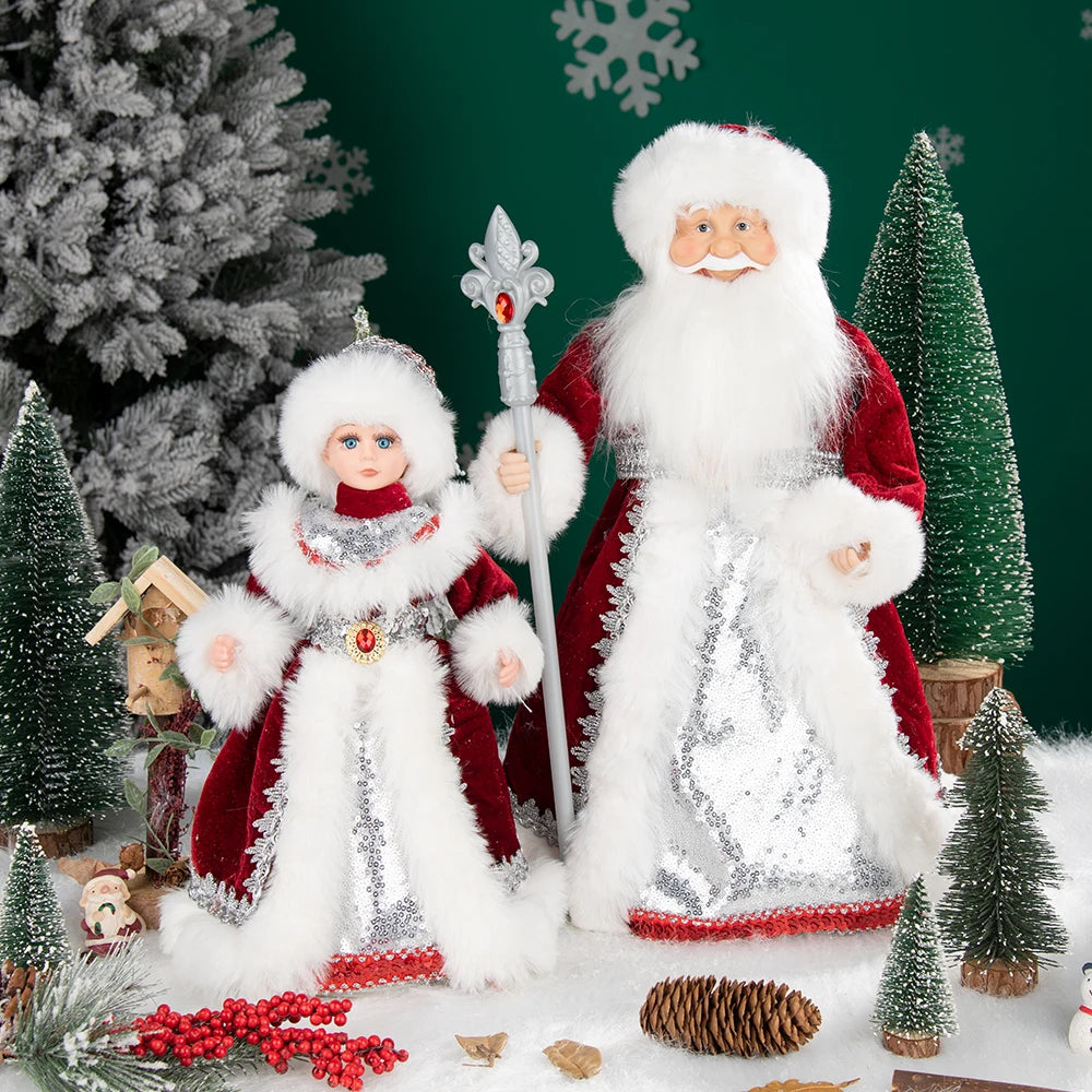 Papai Noel Grande Muñeco Cajado Azul Claro Figura do Papai Noel Ded Moroz Natalino