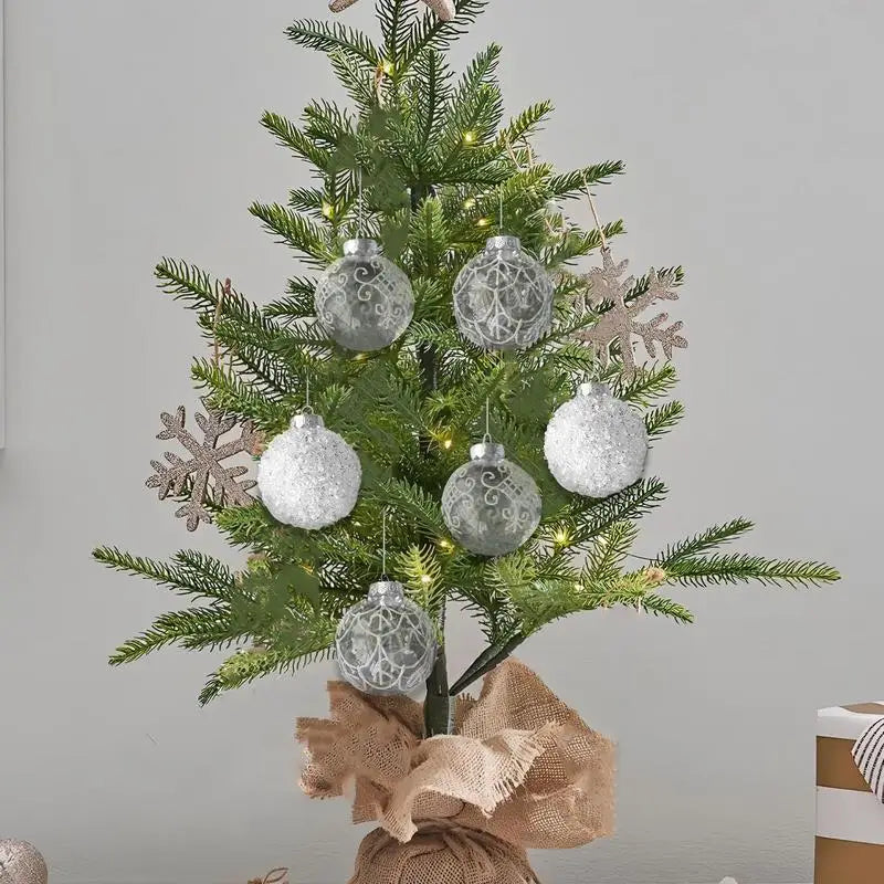 Bolas de Natal 6 Peças de Bolas de Natal de 6 cm Verde Vermelhão Brilhante Pendurar
